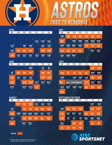 Houston Astros Printable Schedule