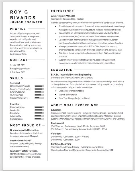 Entry Level Industrial Engineer - Resume Review : r/resumes