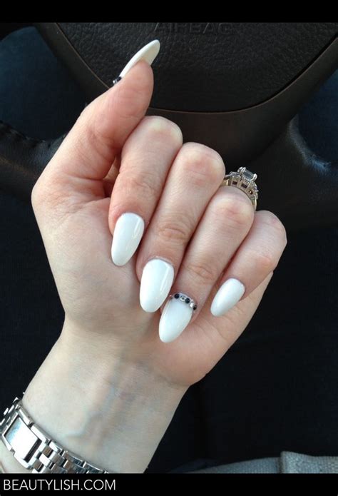 White summer almond nails :) | Mel O.'s Photo | Beautylish