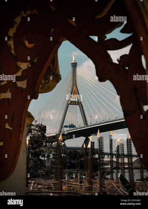 Bangkok, thailand - 12 Mar, 2021 : Bhumibol suspension bridge cross ...