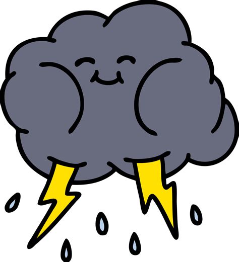 caricatura de una nube de tormenta feliz disparando relámpagos 12476310 ...