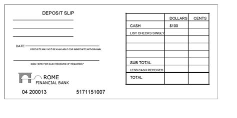 Deposit Slip Template Excel