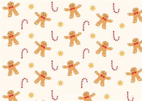 Cute Christmas Tiled Background With Gingerbread Man Stars, Desktop ...