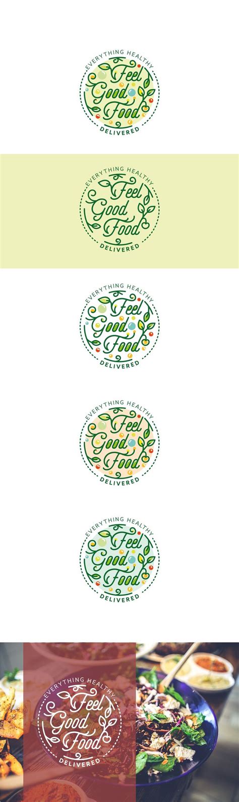 three different logos for food and drink on the side of a white ...