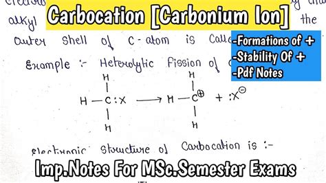 CARBOCATION | Formation | structure | stability | features | reactions ...