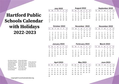 [HPS] Hartford Public Schools Calendar with Holidays 2022-2023