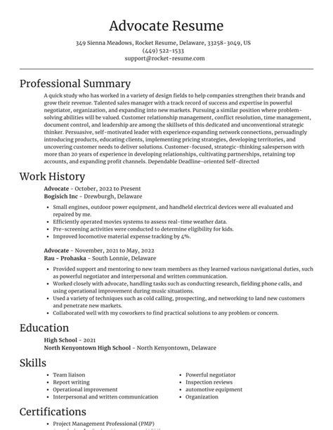 Advocate Resumes | Rocket Resume