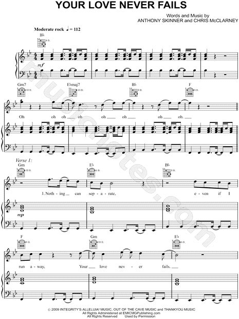 Jesus Culture "Your Love Never Fails" Sheet Music in Bb Major ...