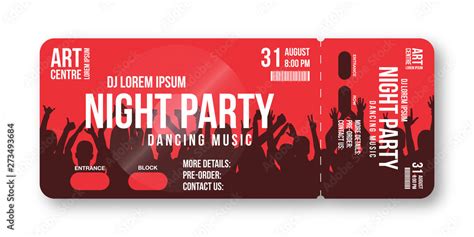 Concert ticket template. Concert, party, disco or festival ticket ...