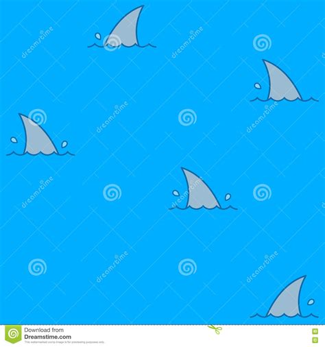 Shark Fin Swimming in Water Seamless Pattern Stock Vector ...