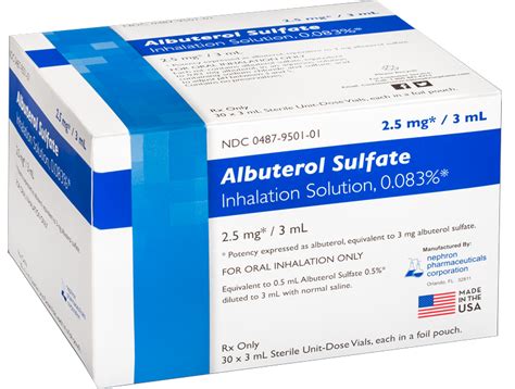 Albuterol Sulfate Inhalation Solution, 0.083% - 3mL Vial, 30/box ...