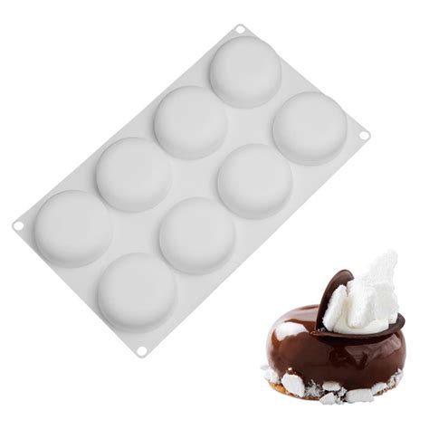 8 Cavity Oblate Spheroid Shape Mousse Chocolate Cake Silicon Mold Flat ...