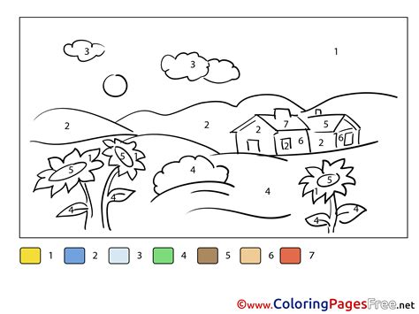 Village for Kids Painting by Number Colouring Page