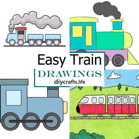 28 Easy Train Drawing Ideas - Step by Step Guide - DIY Crafts