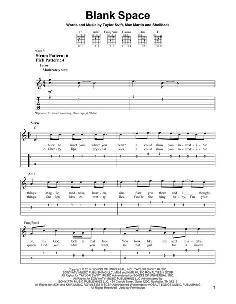 Blank Space by Taylor Swift - Easy Guitar Tab - Guitar Instructor