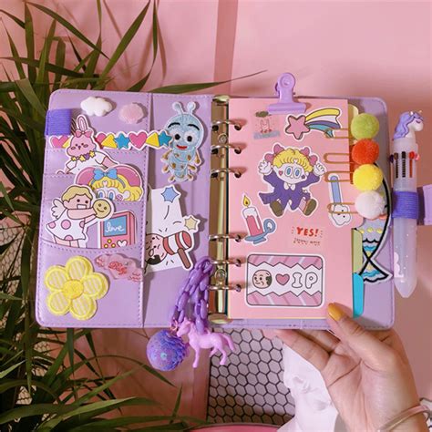 1 Piece A6 Diary DIY Notebook Cute Cartoon Girl Heart Account Diary ...