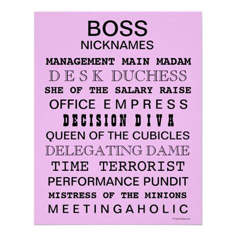 Funny Boss Poster | Office Sign | Female Boss Gift | Zazzle | Boss ...