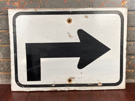 1970's Authentic Wooden Right Turn Arrow Road Sign, Directional ...