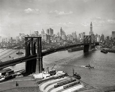 Brooklyn Bridge & New York Skyline, 1920. Vintage Photo Reproduction ...