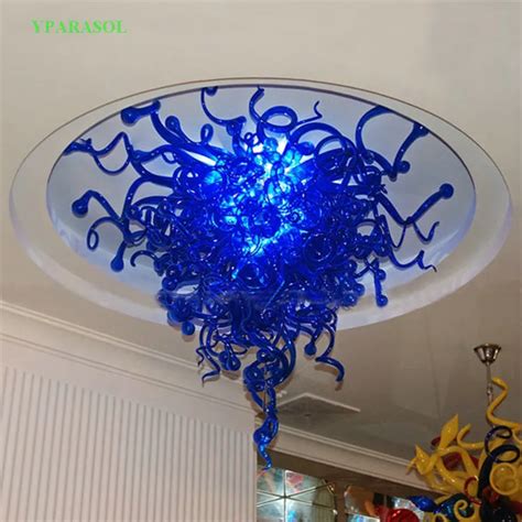 Modern Foyer Dale Chihuly Hanging Glass Art Lamp Blue Colored Glass ...