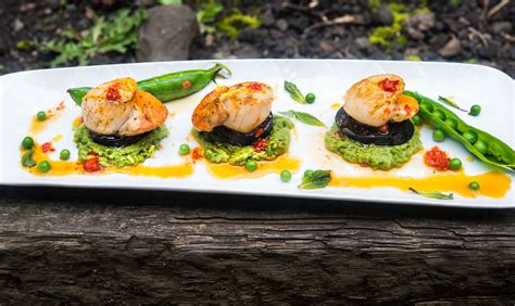 Black Pudding, Scallops, Chile Oil, & Mint Pea Purée - WILD GREENS ...