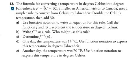 Solved 12. The formula for converting a temperature in | Chegg.com