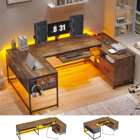 Buy SEDETA L Shaped Computer Desk, Reversible Home Office Desk with ...