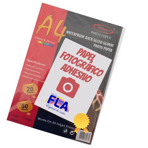 Papel Fotografico Adhesivo A4 - 135 Gramos(ip) - X 20 Unidades