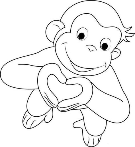 Curious George Valentines Day Coloring Pages | Curious george coloring ...