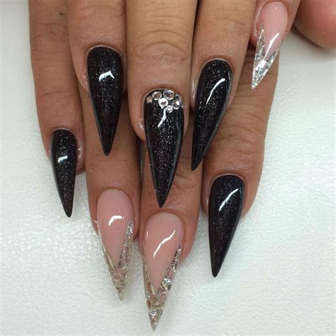 nail-art-diy-design-idea-black-granit-stiletto-winter-autumn-best-easy ...