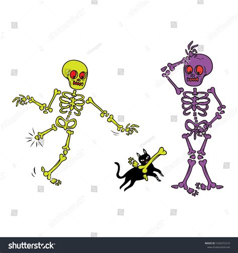 Skeleton Funny Halloween Illustration Vector Cartoon Stock Vector ...