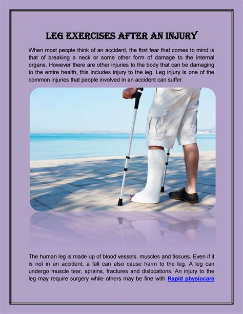 Leg exercises after an injury by Rapid physiocare - Issuu