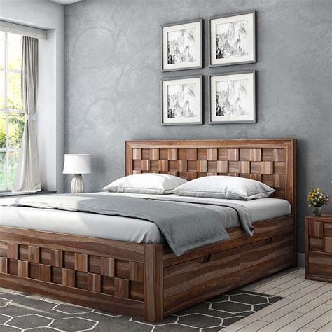 Walsenburg Checkered Solid Wood Captains Storage Platform Bed | Bed ...