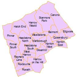 Harrow Map Region Political | Map of London Political Regional