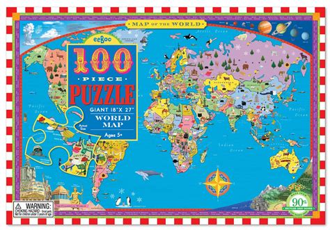 World Map 100 Piece Puzzle | 100 piece puzzles, World map puzzle, Map ...