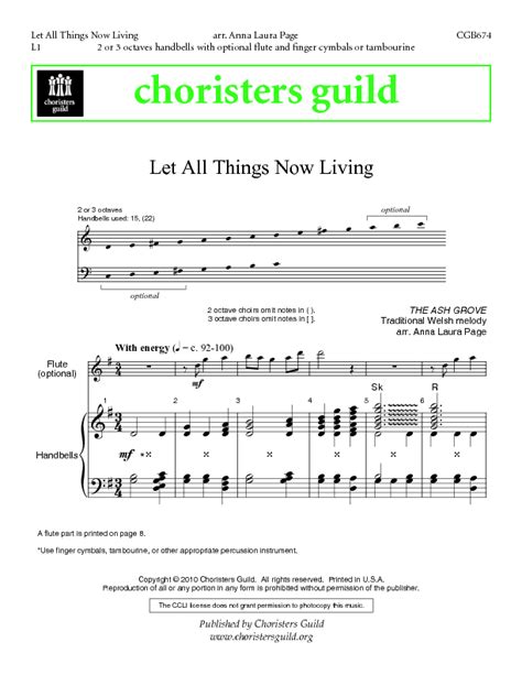 Let All Things Now Living Sheet Music by Anna Laura Page (SKU: CGB674 ...