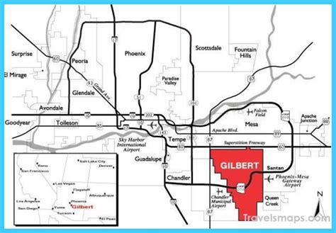 Map of Gilbert town, Arizona - TravelsMaps.Com