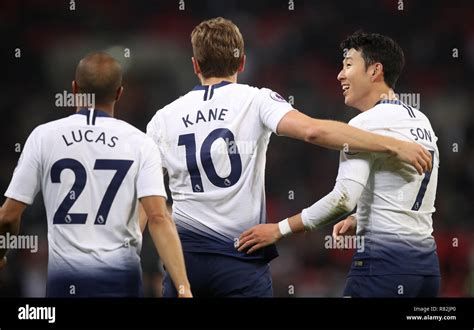 Tottenham Hotspur's Lucas Moura, Tottenham Hotspur's Harry Kane and ...