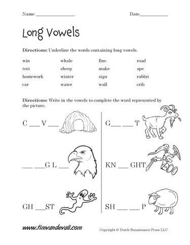 Free Long Vowel Worksheets | Langugae Arts Printables