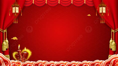 Wedding Celebration Festive Chinese Style Stage Background Design ...