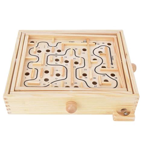 Buy Wooden Labyrinth Tilt Maze Game 27.5x23cm Wood Labyrinth Table Maze ...