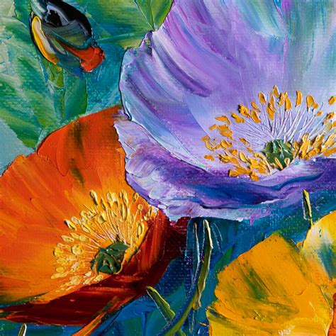 Poppy Poppies Floral Canvas Modern Flower Oil Painting | Etsy