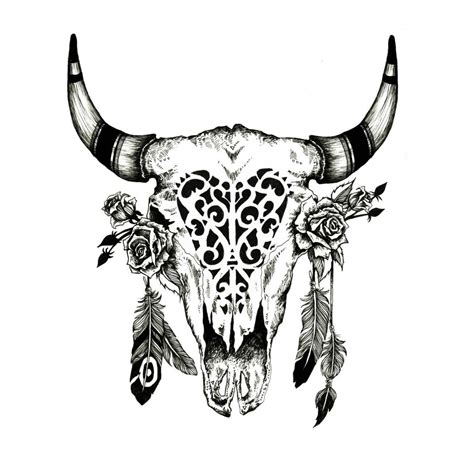 Longhorn Skull Sketch at PaintingValley.com | Explore collection of ...