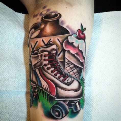 shauntattoos:new-school-color-ice-cream-roller-skate