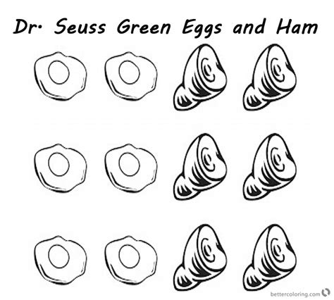 Dr Seuss Green eggs and Ham Coloring Pages six eggs and six Hams - Free ...