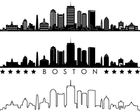 BOSTON Skyline Outline Silhouette Svg Eps Jpg Png - Etsy Israel