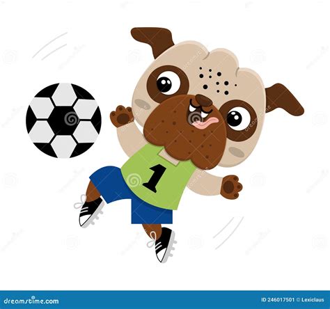 Vector Cartoon Pug. Anthropomorphic Dog Doing Sports. Funny Pup Playing ...