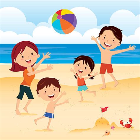 60+ Family Playing Beach Ball Stock Illustrations, Royalty-Free Vector ...