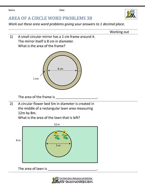 Practice Problems For Area Of A Circle