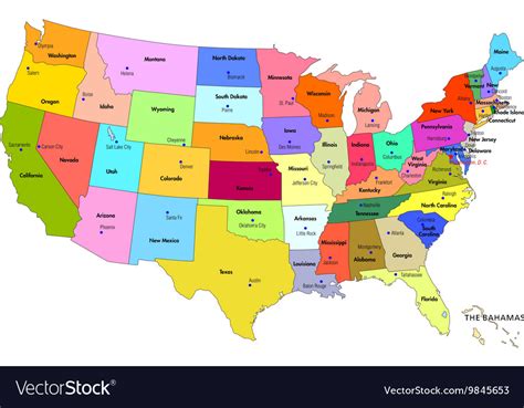 Map of usa with states and their capitals Vector Image